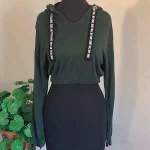 Green Cropped Hoodie